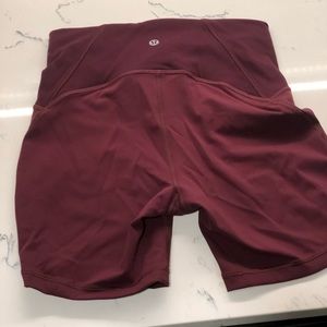 Maroon lululemon running shorts